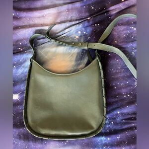 LUCKY BRAND Woven Trim Crossbody Purse Women's Sage Green Shoulder Leather Bag